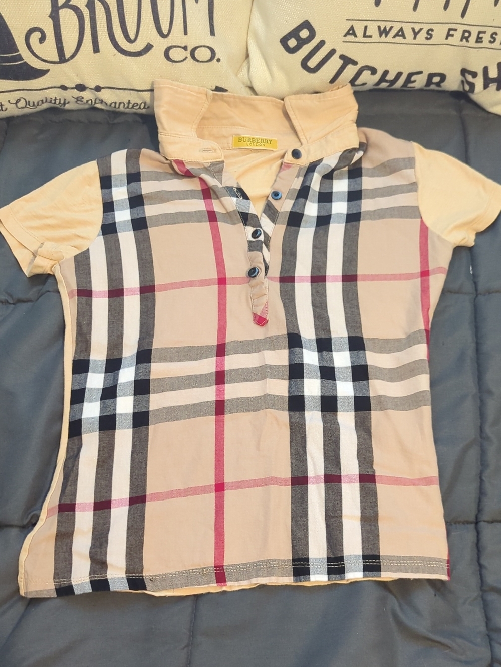 Authentic Burberry Nova Check Plaid Soft Polo Shirt Size XS